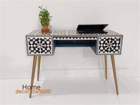 Handmade Bone Inlay Work Desk Bone Inlay Laptop Table Bone Inlay