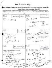 Finding Antiderivatives And Indefinite Integrals Basic Rules Course Hero