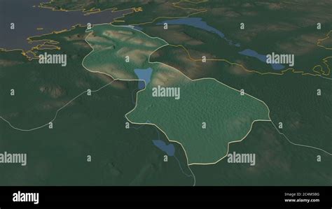 Zoom In On Leitrim County Of Ireland Outlined Oblique Perspective