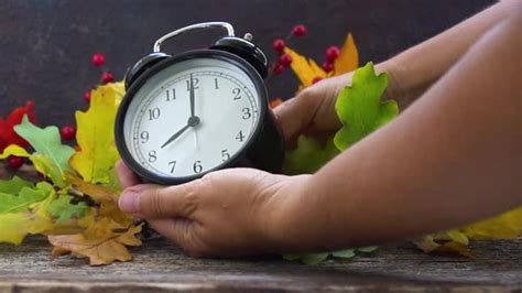 Autumn Time Someones Hands Changing Time One Hour Back on Alarm Clock ...