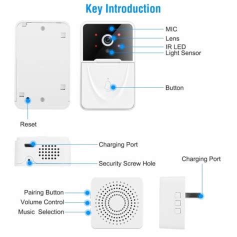 Smart Wireless Wifi Video Doorbell Two Way Audio Night Vision White