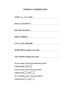 Fillable Online Employment Application Please Fill Out And Bring In