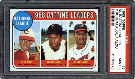 1969 Topps Nl Batting Leaders Pete Rosematty Aloufelipe Alou Psa