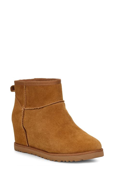 Ugg Wool Ugg Classic Femme Mini Wedge Bootie In Brown Lyst