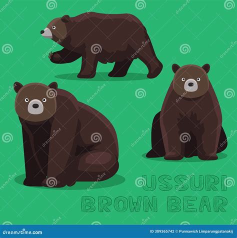 Ussuri Brown Bear Cartoon Vector Illustration Stock Vector