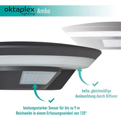 Oktaplex Led Au Enwandleuchte Mit Sensor Ambo K Warmwei Ip