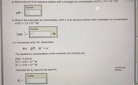 Solved A What Is The Ph Of An Aqueous Solution With A Chegg