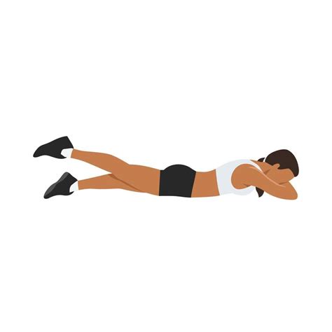 Woman Doing Prone Or Lying Leg Lifts Exercise Flat Vector Illustration