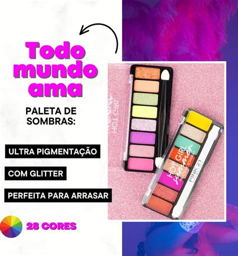 Paleta Sombras 8 Cores Gliter Carnaval Girls Summer Pink21 COR 01