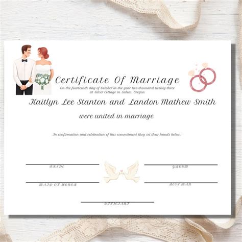 Modelli Di Certificati Di Matrimonio Stampabili Gratuitamente