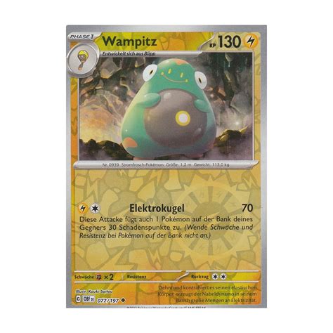 Wampitz 077 197 REVERSE HOLO Obsidianflammen Pokemon Karte Kaufen