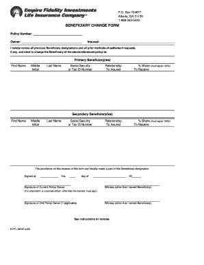 Online Monumental Life Insurance Beneficiary Change Form Fill Out And