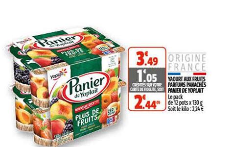 Offre Yaourt Aux Fruits Parfums Panachés Panier De Yoplait chez Coccimarket