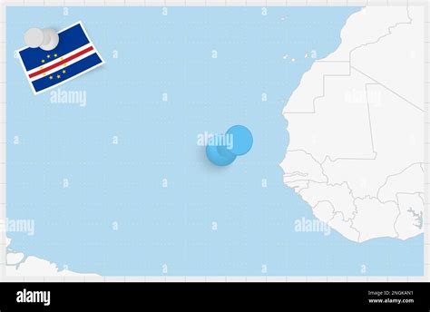 Map Of Cape Verde With A Pinned Blue Pin Pinned Flag Of Cape Verde