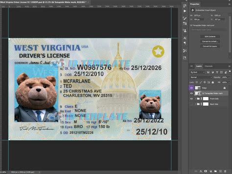 West Virginia Driving License Psd Template Dpi