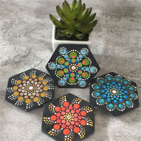 Mandala Dot Art Coasters Set Of 4 Etsy