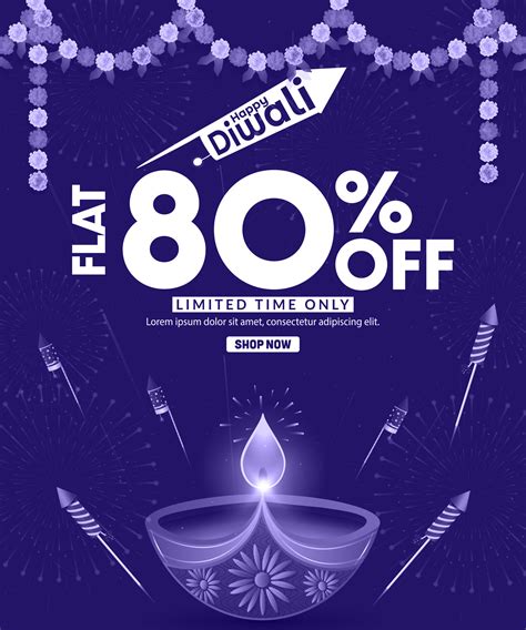 Happy Diwali Promotion Sale Banner Design Template Diwali Diya Oil