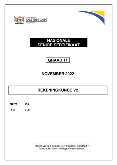 Accounting P2 GR11 QP NOV2022 Afrikaans NASIONALE SENIOR SERTIFIKAAT