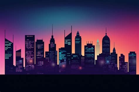 Premium Ai Image A Cityscape With A Neon Light