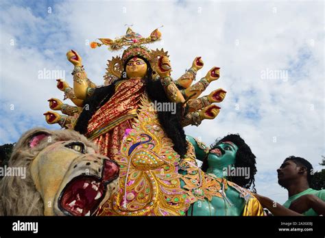 Immersion Of Goddess Durga Idol In India Stock Photo Alamy