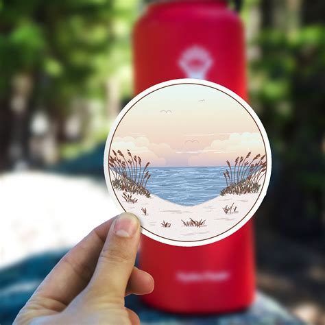 Beach Scene Sticker Beach Grass Sunset Decal Summer Theme - Etsy