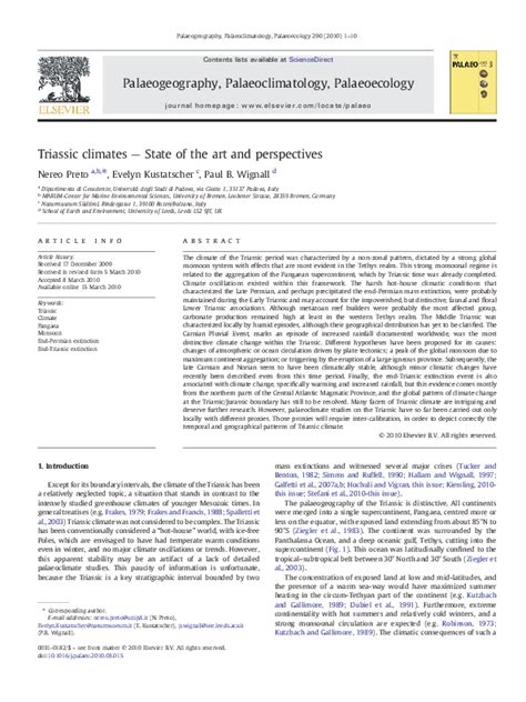 (PDF) Triassic climates — State of the art and perspectives | Evelyn ...