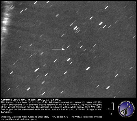 Virtual Telescope Project confirms 2020 AV2— the first asteroid found to move entirely inside ...