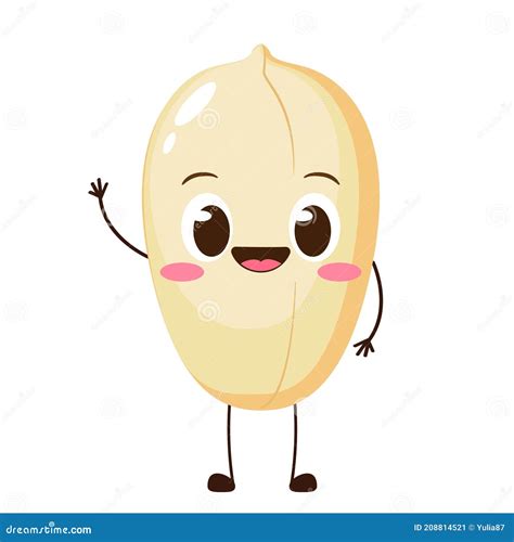 Cute Happy Cartoon Peanut Character Stock Vector Illustration Of