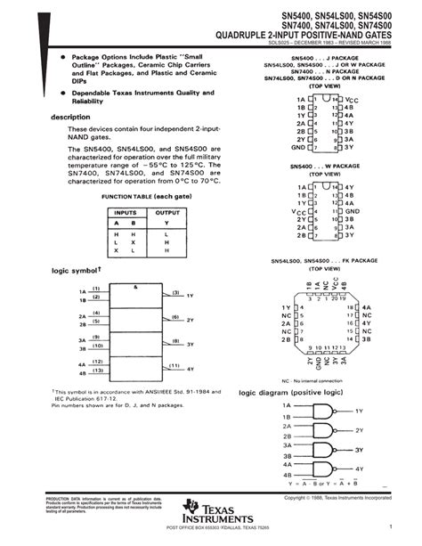 SN5400 SN54LS00 SN54S00 SN7400 SN74LS00 SN74S00 QUADRUPLE 2 INPUT