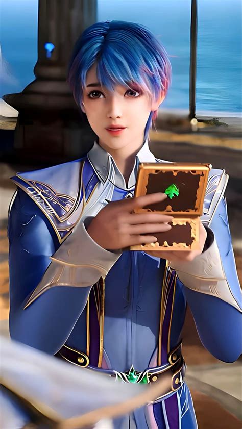 A Woman With Blue Hair Is Holding A Box