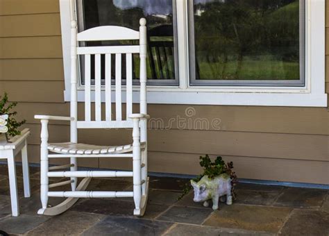 White Rocking Chair On Porch Stock Image Image Of White Decoration