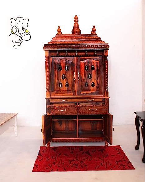 APRODZ Handcrafted Sheesham Wood Temple With Storage For Pooja Room