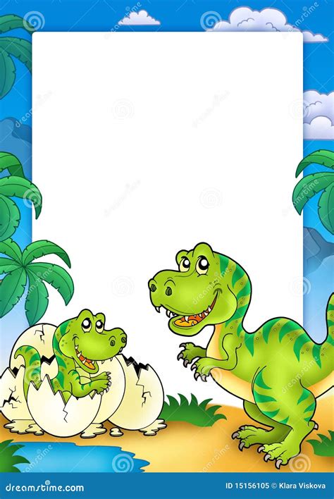 Frame With Tyrannosaurus Rex Stock Illustration Illustration Of Happy