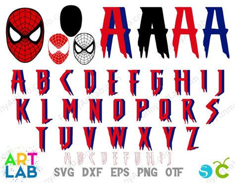 Spiderman Font And Numbers With Faces