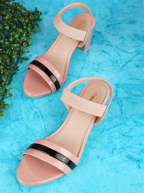 Buy Dressberry Women Nude Coloured Black Block Sandals Heels For Women Myntra