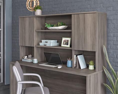 Sauder Affirm Engineered Wood Desktop Storage Hutch In Hudson Elm