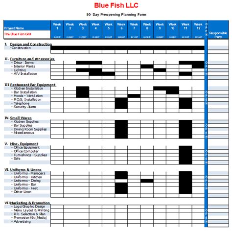 Restaurant Opening Timeline Template