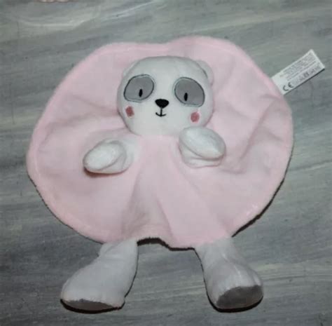 Doudou Tom Et Zoe Ours Panda Plat Rond Rose Blanc Gris Neuf Eur