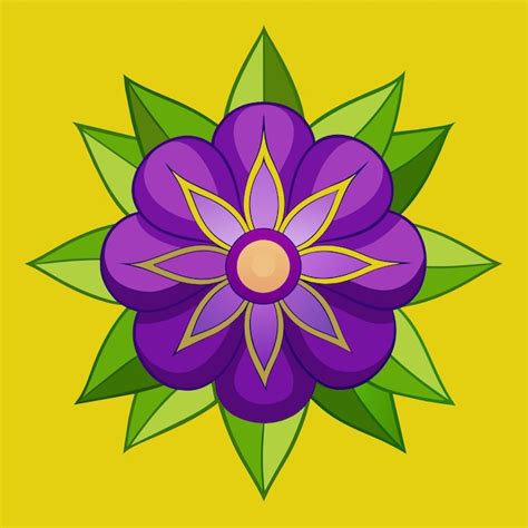 Premium Vector A Purple Flower With Yellow Center And A Yellow Background