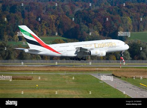 Emirates Airline Airbus A380 Airplane Landing Inboud From Dubai Uae