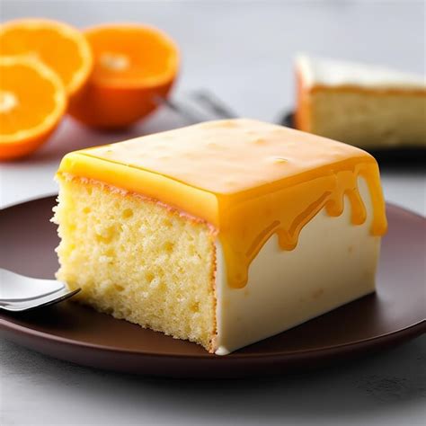 Premium AI Image A Piece Of Cake With Orange Icing