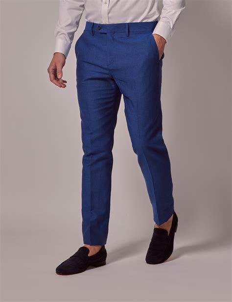 Hose Aus Leinen Baumwolle Mix Slim Fit Unges Umt Ohne Bundfalte