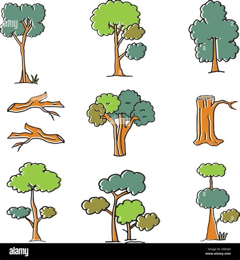 Doodle Of Tree Set Different Stock Vector Image Art Alamy