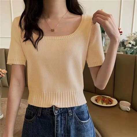 Jual Rita Top Knit Korean Atasan Wanita Rajut Shopee Indonesia