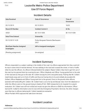 Fillable Online Louisville Metro Police Department Use Of Force Report