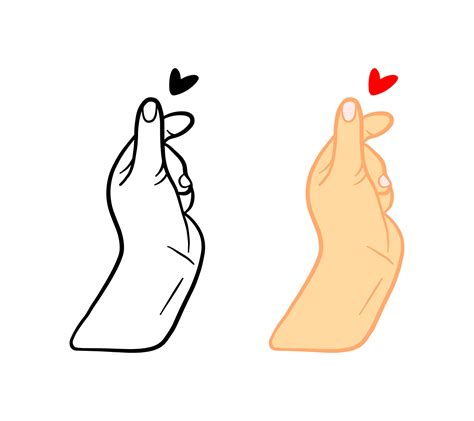 Hand gesture, love symbol. Doodle hand drawn hand sign. Romantic shape ...