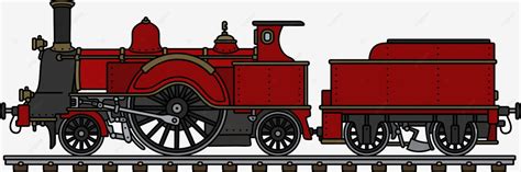 Vintage Red Steam Locomotive Red Old Train Vector, Red, Old, Train PNG and Vector with ...