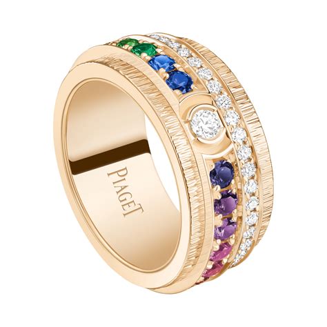 Piaget Rose Gold Semi Precious Stones Diamond Ring G34p7o00