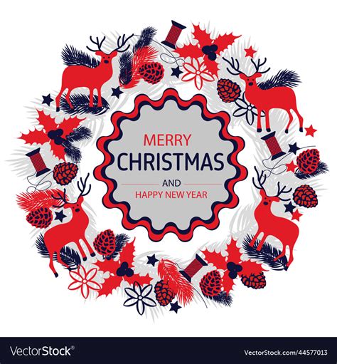 Merry Christmas Wreath Royalty Free Vector Image