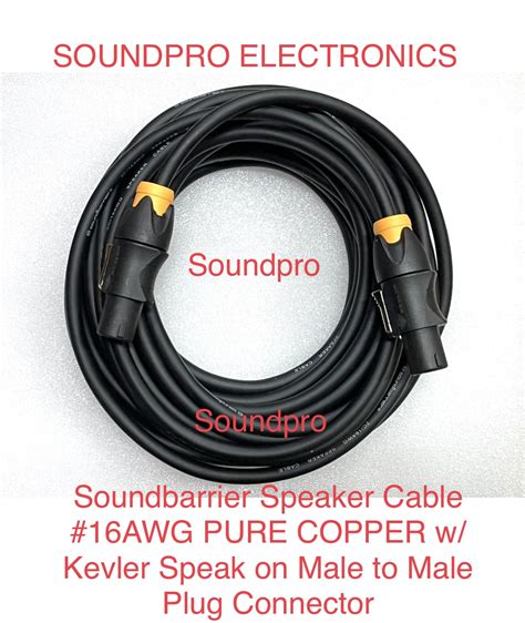 Soundbarrier Speaker Cable C Awg Pure Copper W Kevler Speak On Male